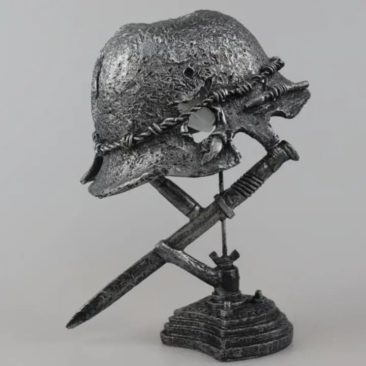 AntiqueLume Vintage Steel Helmet Table Lamp – Industrial-Chic Historical Lighting Fixture