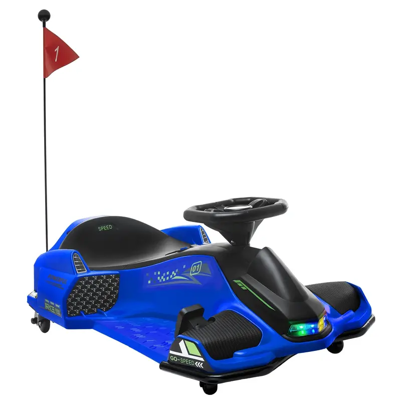Aosom 12V Electric Drift Go-Kart for Kids – Blue with Lights & Music 2