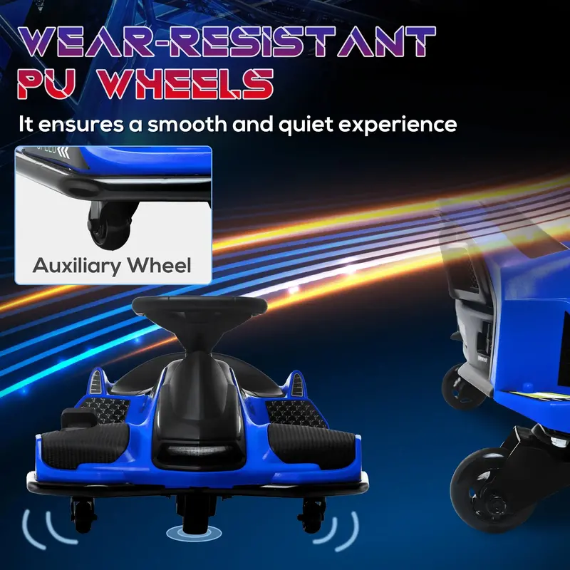 Aosom 12V Electric Drift Go-Kart for Kids – Blue with Lights & Music