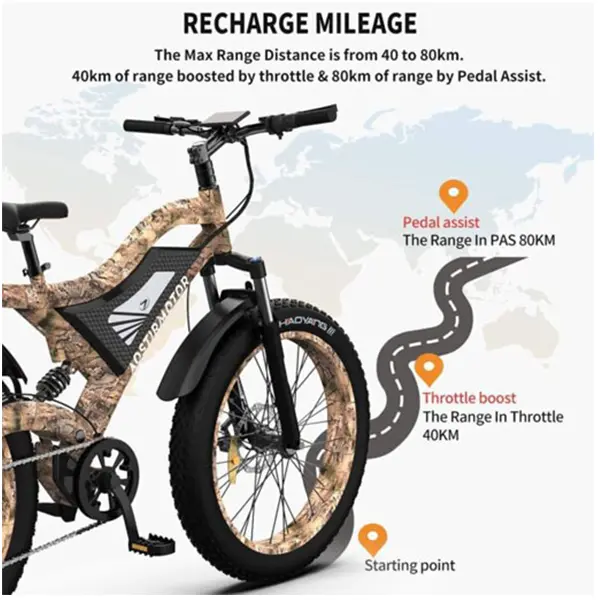 Aostirmotor 1500W Electric Mountain Bike – 26" Fat Tires, 48V 15Ah Battery, Shimano 7-Speed, Aluminum Frame