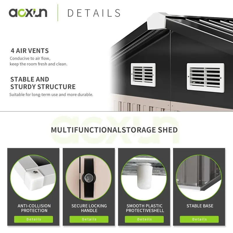 Aoxun 6.4 ft x 4 ft Outdoor Storage Shed – Weather-Resistant Tool & Garden Shelter