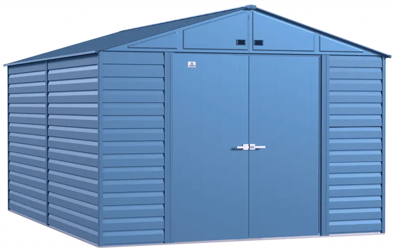 Arrow Select 10 ft. x 14 ft. Steel Storage Shed – Blue-Grey Weather-Resistant Design