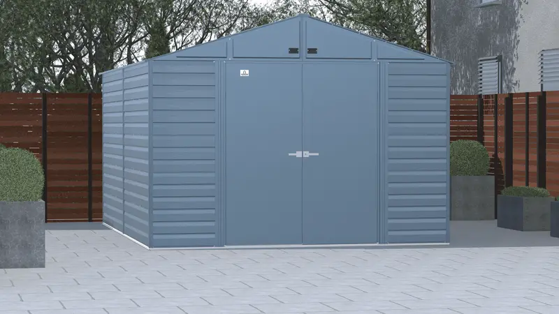 Arrow Select 10 ft. x 14 ft. Steel Storage Shed – Blue-Grey Weather-Resistant Design 2