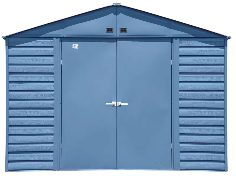 Arrow Select 10 ft. x 14 ft. Steel Storage Shed – Blue-Grey Weather-Resistant Design