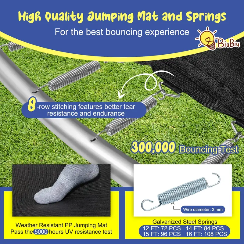 ASTM-Certified Round Trampoline – Available in 12FT, 14FT, 15FT, and 16FT Diameters