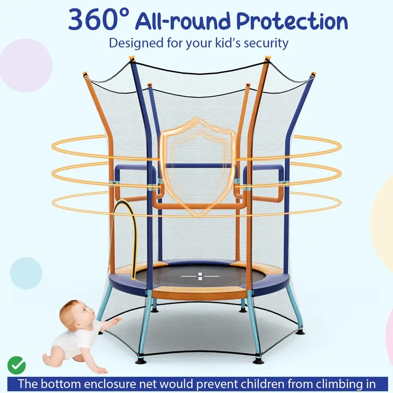 ASTM-Certified Toddler Trampoline with Enclosed Safety Net