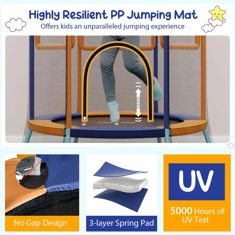 ASTM-Certified Toddler Trampoline with Enclosed Safety Net