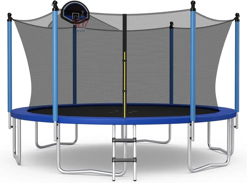 ASTM-Certified Trampoline – 12FT, 14FT, or 15FT Models with Internal Safety Net & Basketball Hoop