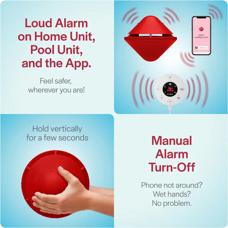 ASTM F2208-Compliant Floating Pool Alarm System | Loud Audio Alert for In-Ground & Above-Ground Pools | Alexa-Compatible | Easy Setup & Monitoring