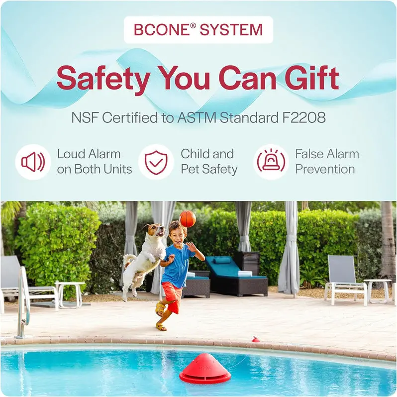 ASTM F2208-Compliant Floating Pool Alarm System | Loud Audio Alert for In-Ground & Above-Ground Pools | Alexa-Compatible | Easy Setup & Monitoring