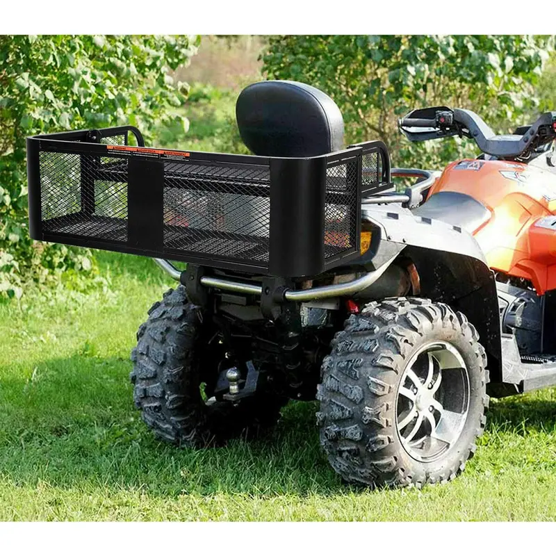 ATV/UTV Rear Drop Cargo Basket – Heavy-Duty Universal Steel Mesh Carrier (Black) 2