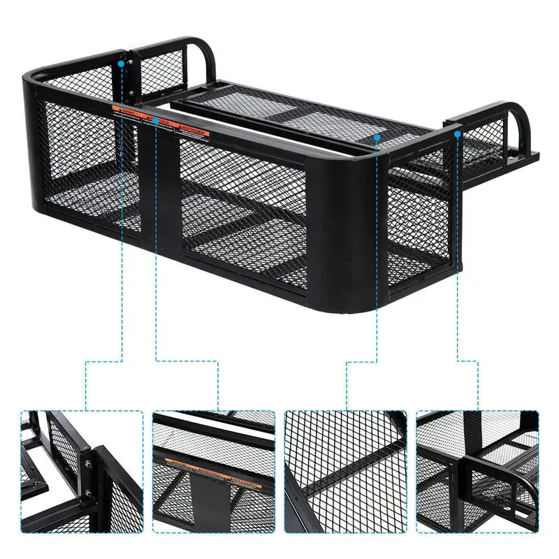 ATV/UTV Rear Drop Cargo Basket – Heavy-Duty Universal Steel Mesh Carrier (Black)