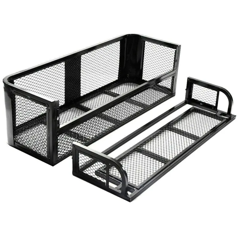 ATV/UTV Rear Drop Cargo Basket – Heavy-Duty Universal Steel Mesh Carrier (Black)