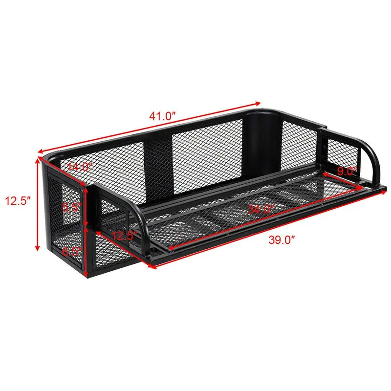 ATV/UTV Rear Drop Cargo Basket – Heavy-Duty Universal Steel Mesh Carrier (Black)