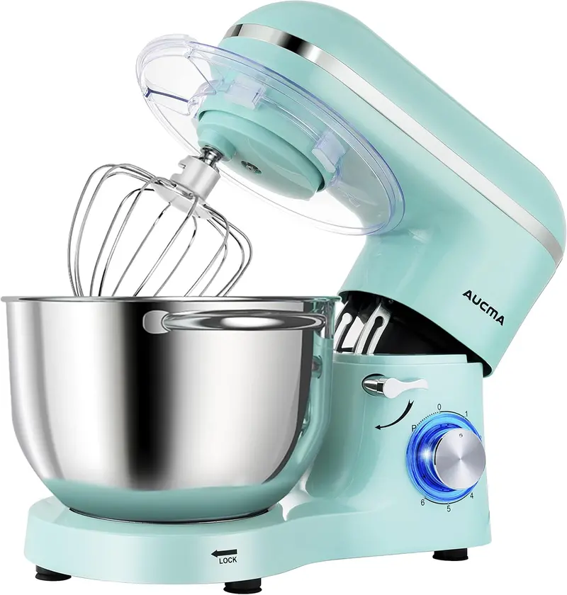 Aucma 6.5-Qt Tilt-Head Stand Mixer — 660W, 6-Speed Kitchen Mixer with Dough Hook & Stainless Steel Bowl