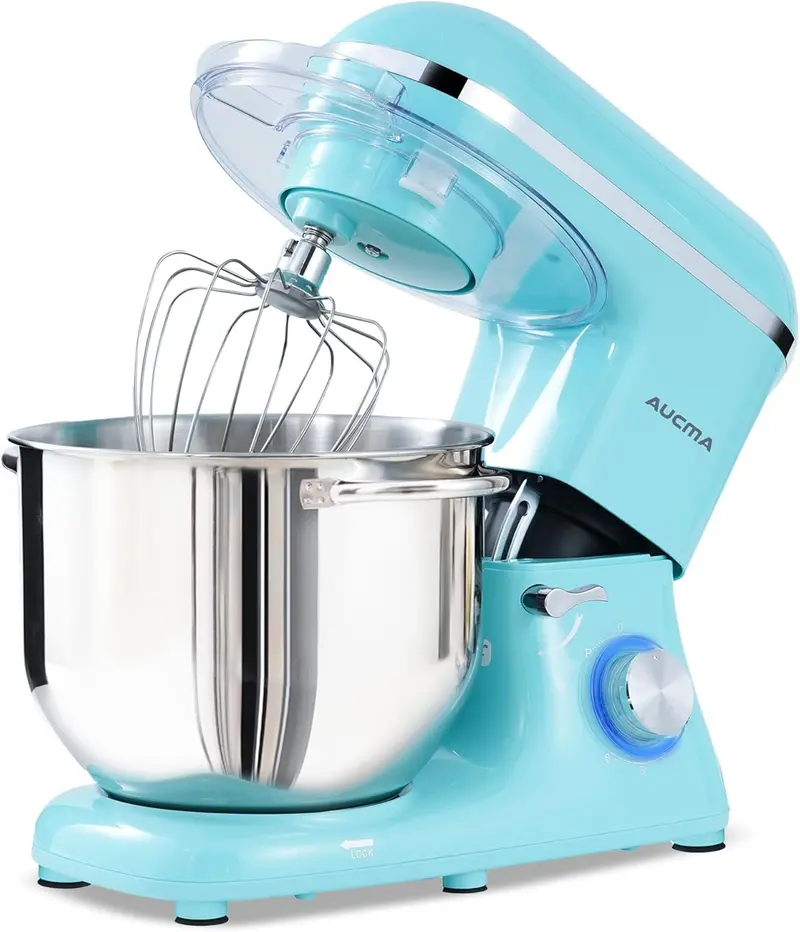 Aucma 6.5-Qt Tilt-Head Stand Mixer — 660W, 6-Speed Kitchen Mixer with Dough Hook & Stainless Steel Bowl