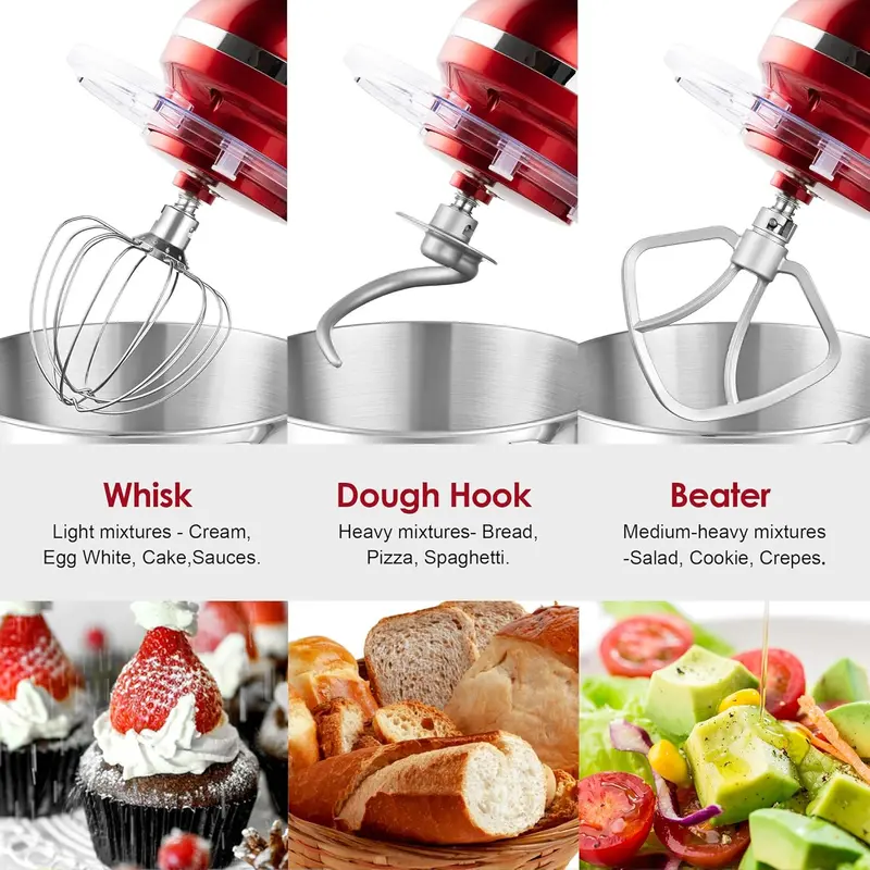 Aucma 6.5-Qt Tilt-Head Stand Mixer — 660W, 6-Speed Kitchen Mixer with Dough Hook & Stainless Steel Bowl