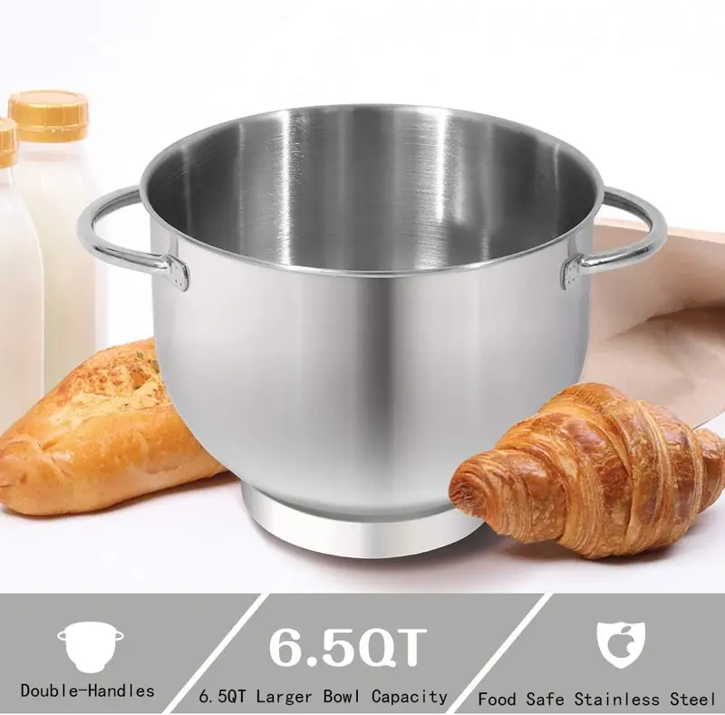 Aucma 6.5-Qt Tilt-Head Stand Mixer — 660W, 6-Speed Kitchen Mixer with Dough Hook & Stainless Steel Bowl
