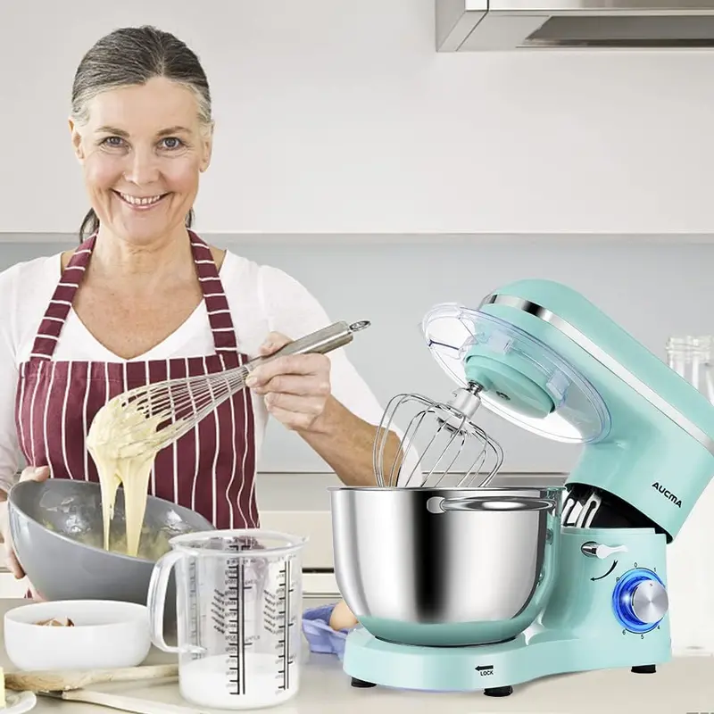 Aucma 6.5-Qt Tilt-Head Stand Mixer — 660W, 6-Speed Kitchen Mixer with Dough Hook & Stainless Steel Bowl 2