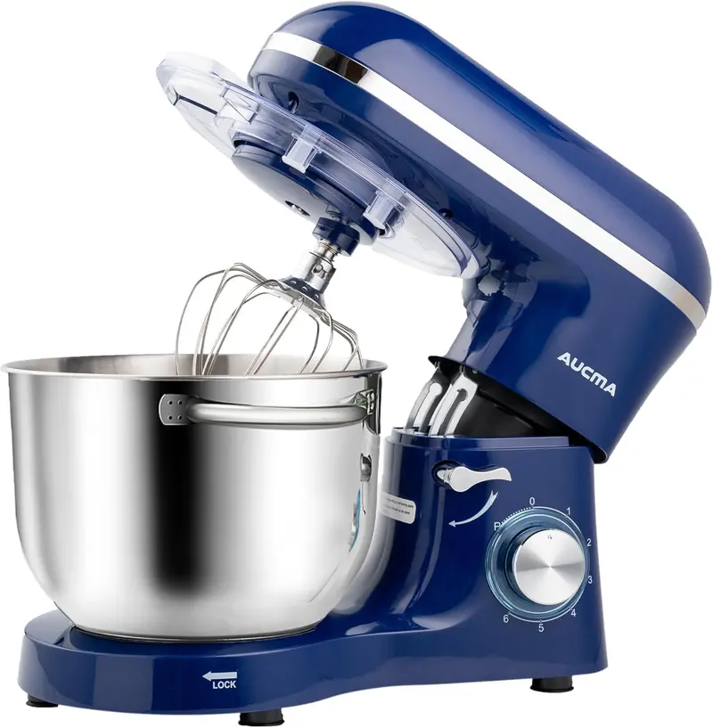 Aucma 6.5-Qt Tilt-Head Stand Mixer — 660W, 6-Speed Kitchen Mixer with Dough Hook & Stainless Steel Bowl