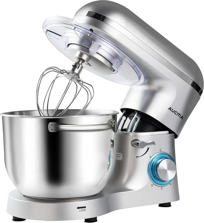 Aucma 6.5-Qt Tilt-Head Stand Mixer — 660W, 6-Speed Kitchen Mixer with Dough Hook & Stainless Steel Bowl