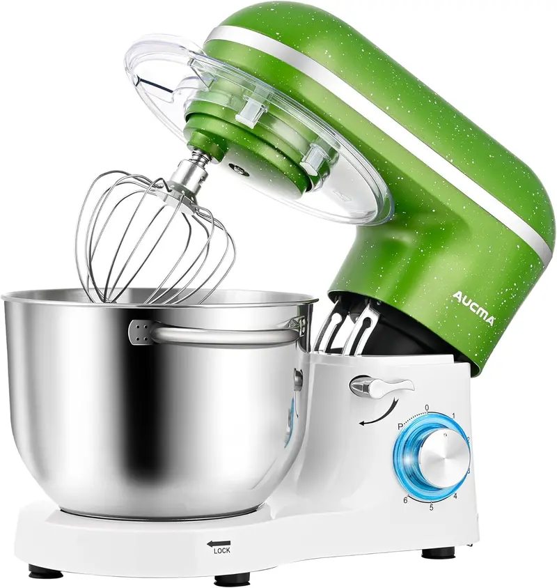 Aucma 6.5-Qt Tilt-Head Stand Mixer — 660W, 6-Speed Kitchen Mixer with Dough Hook & Stainless Steel Bowl