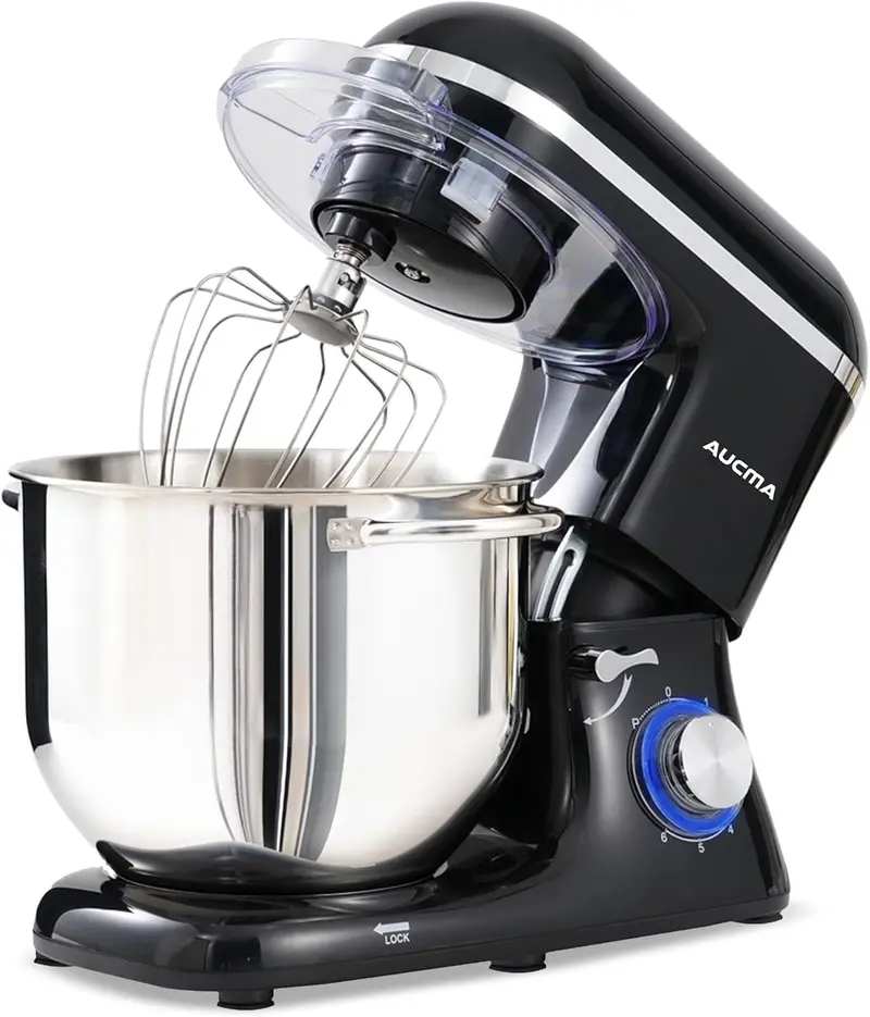 Aucma 6.5-Qt Tilt-Head Stand Mixer — 660W, 6-Speed Kitchen Mixer with Dough Hook & Stainless Steel Bowl