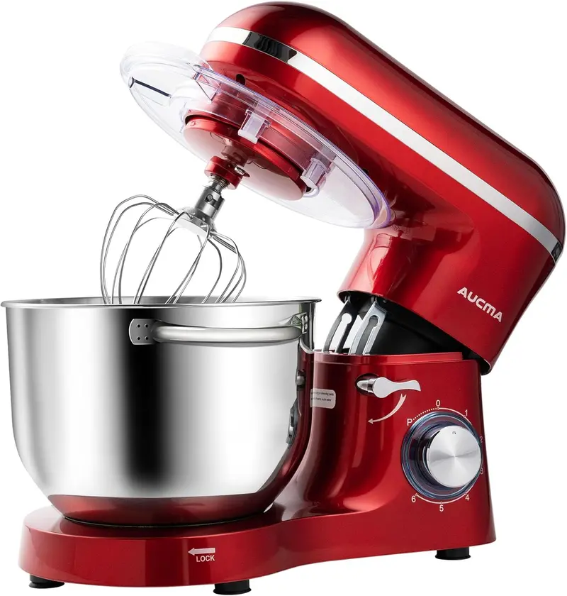 Aucma 6.5-Qt Tilt-Head Stand Mixer — 660W, 6-Speed Kitchen Mixer with Dough Hook & Stainless Steel Bowl