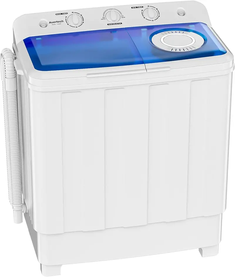 Auertech 28-Lb Twin-Tub Portable Washing Machine – Compact Mini Washer with Drain Pump, Ideal for Dorms, Apartments & RVs