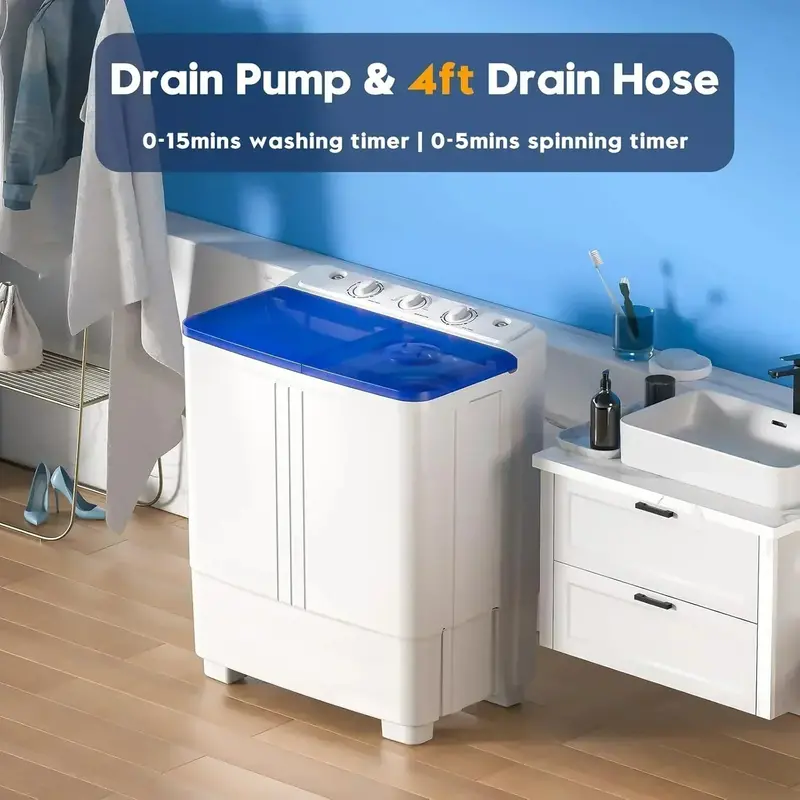 Auertech 28lb Twin-Tub Portable Washer – Compact Washing Machine for Apartments & RVs