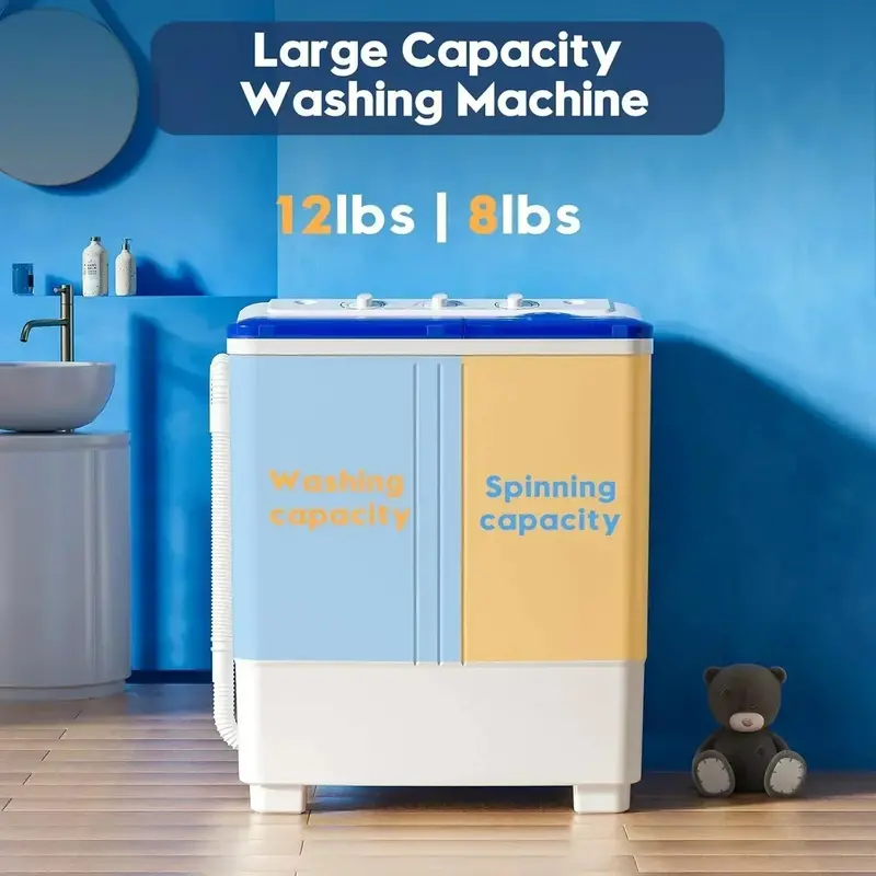Auertech 28lb Twin-Tub Portable Washer – Compact Washing Machine for Apartments & RVs