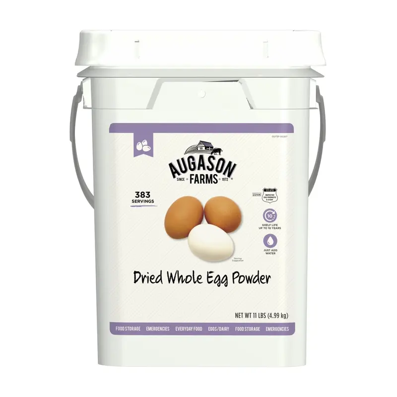 Augason Farms Dried Whole Egg Powder — 11 lb Emergency Food Supply, 383 Servings