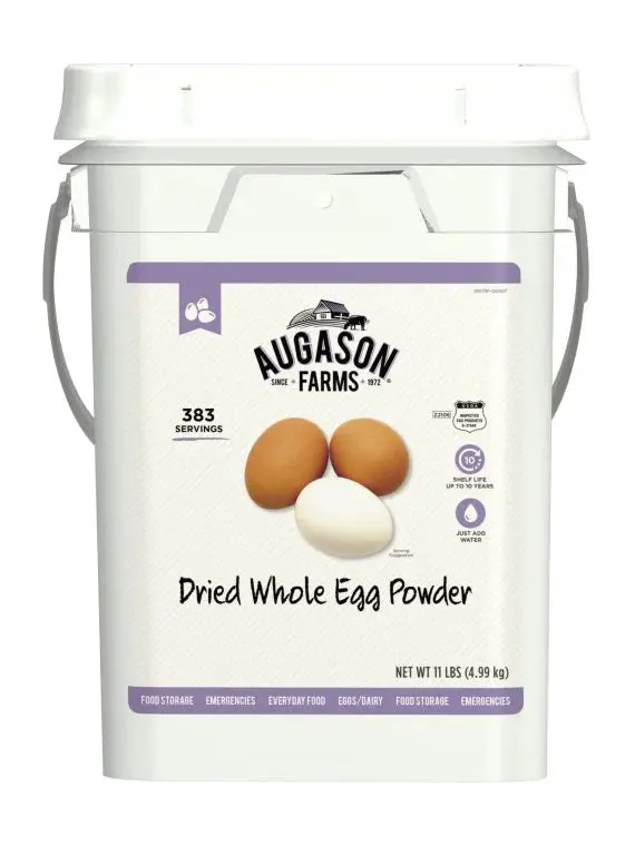 Augason Farms Dried Whole Egg Powder — 11 lb Emergency Food Supply, 383 Servings