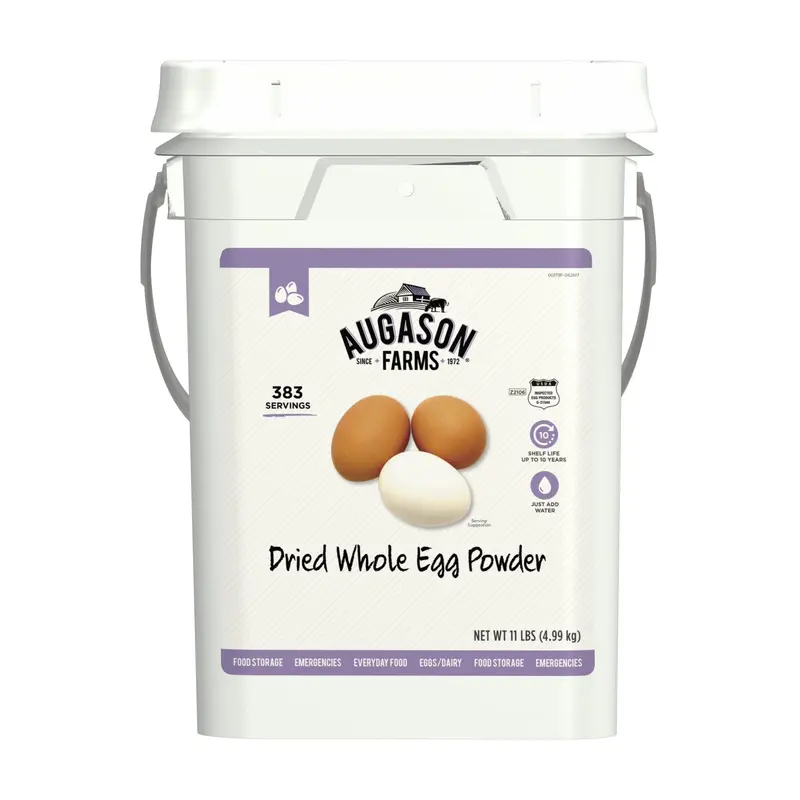 Augason Farms Dried Whole Egg Powder — 11 lb Emergency Supply, 383 Servings, Shelf-Stable Protein Source