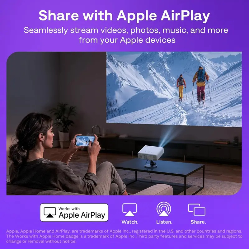 Aurzen Roku TV Smart Projector — Built-in Roku OS, WiFi, Bluetooth, and Instant Streaming Access