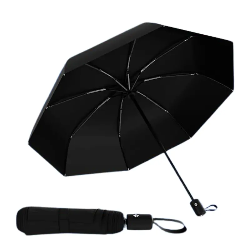 Automatic Open/Close Folding Travel Umbrella with Fiberglass Frame