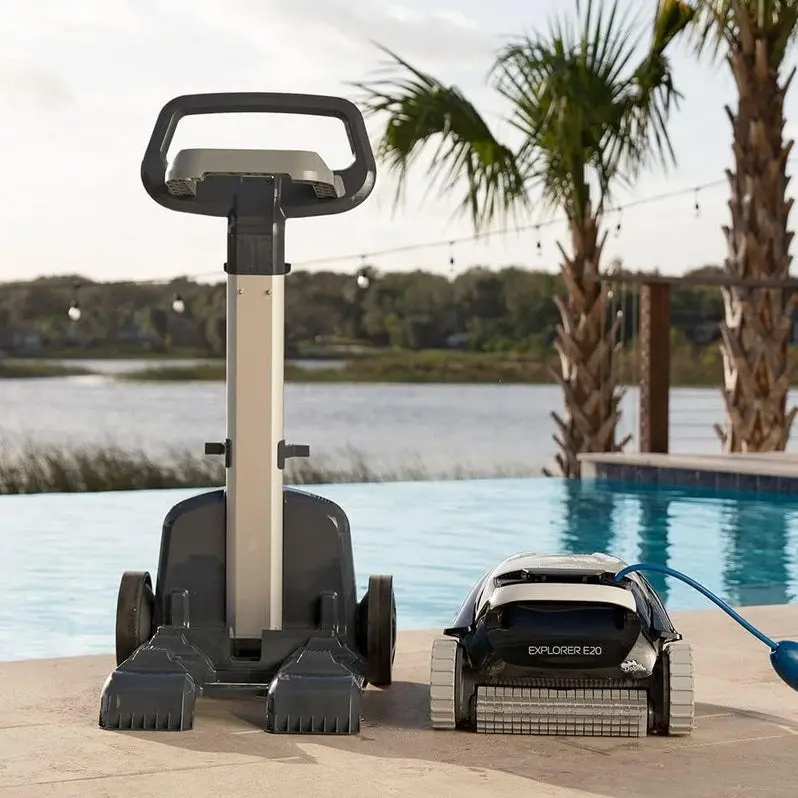 Automatic Robotic Pool Cleaner for In-Ground and Above-Ground Pools Up to 30 Feet – Top-Load Filter System with Scrubbing Brush