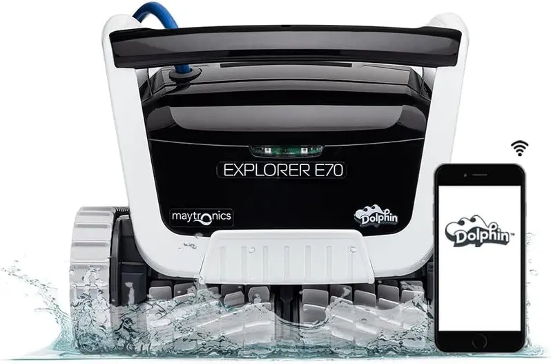 Automatic Robotic Pool Cleaner for In-Ground and Above-Ground Pools Up to 30 Feet – Top-Load Filter System with Scrubbing Brush