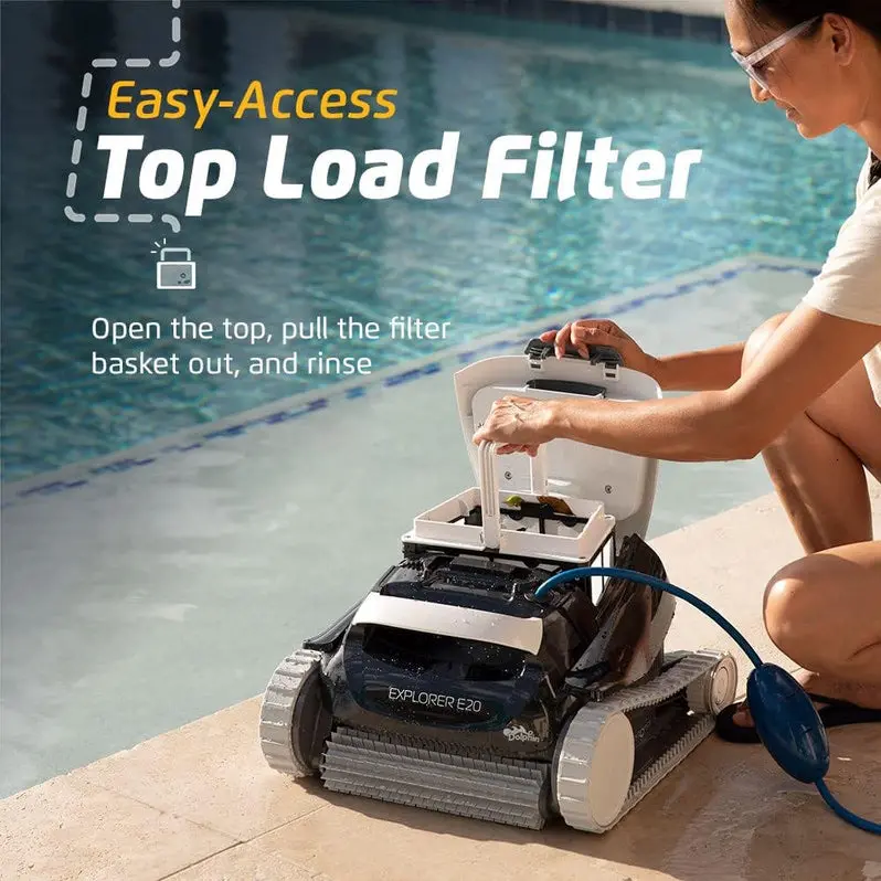 Automatic Robotic Pool Cleaner for In-Ground and Above-Ground Pools Up to 30 Feet – Top-Load Filter System with Scrubbing Brush