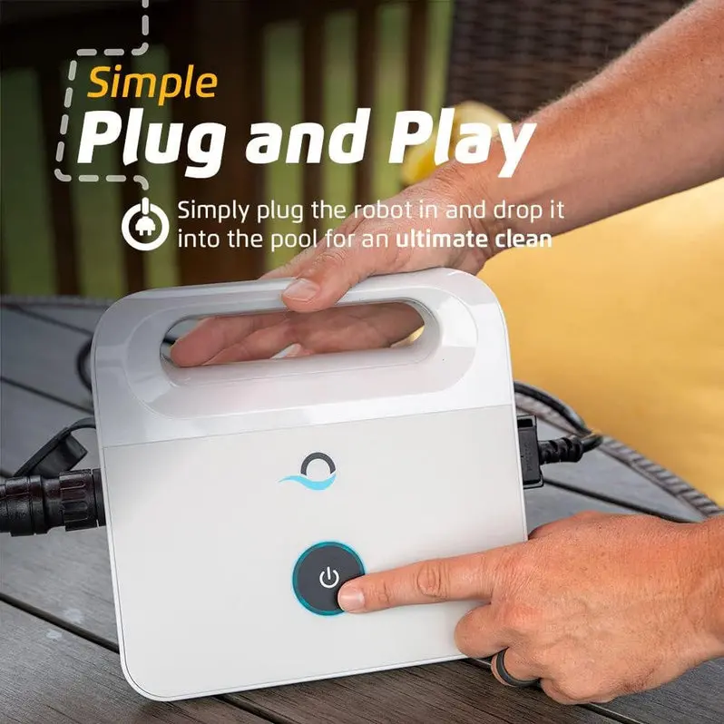 Automatic Robotic Pool Cleaner for In-Ground and Above-Ground Pools Up to 30 Feet – Top-Load Filter System with Scrubbing Brush