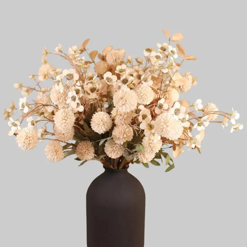 Autumn-Themed Dandelion Stem – Textured Silk Branch for Fall Wedding & Hearth Styling