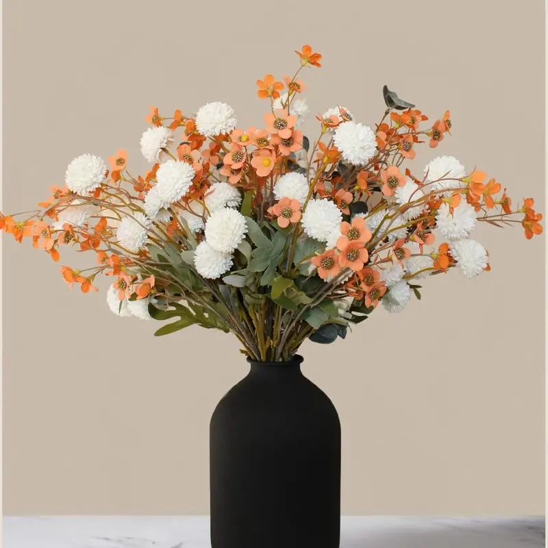 Autumn-Themed Dandelion Stem – Textured Silk Branch for Fall Wedding & Hearth Styling