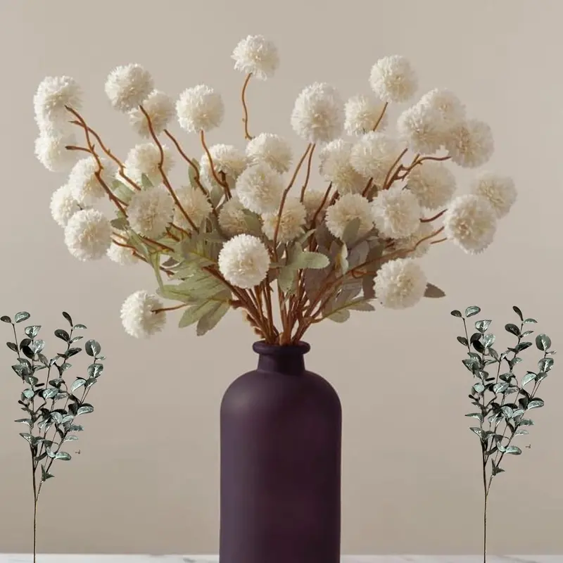 Autumn-Themed Dandelion Stem – Textured Silk Branch for Fall Wedding & Hearth Styling