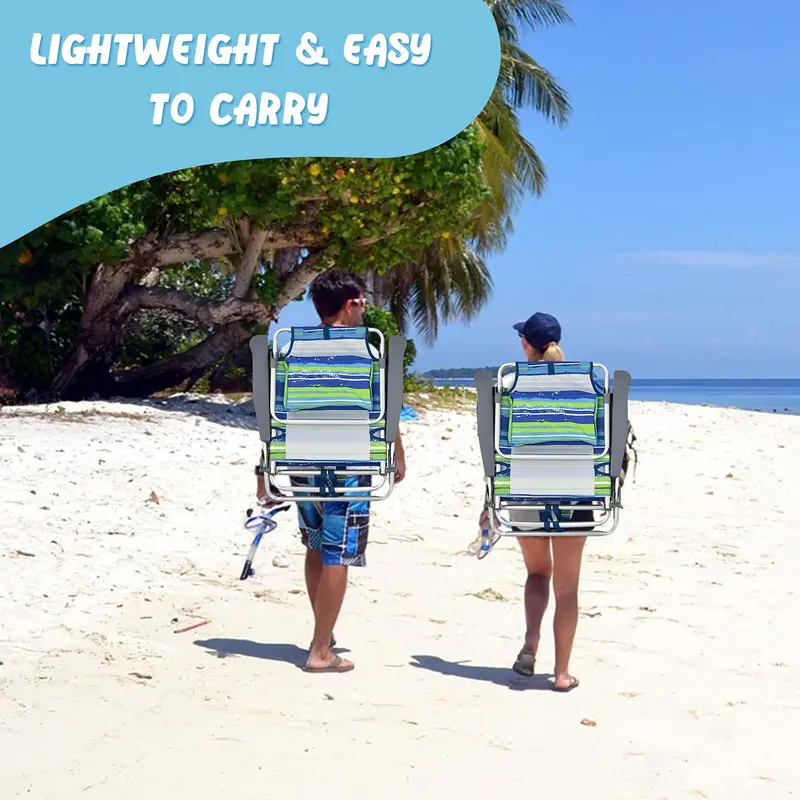 Backpack Beach Chairs (2-Pack) – Portable Camping Chairs with Built-In Cooler Bag & Cup Holders