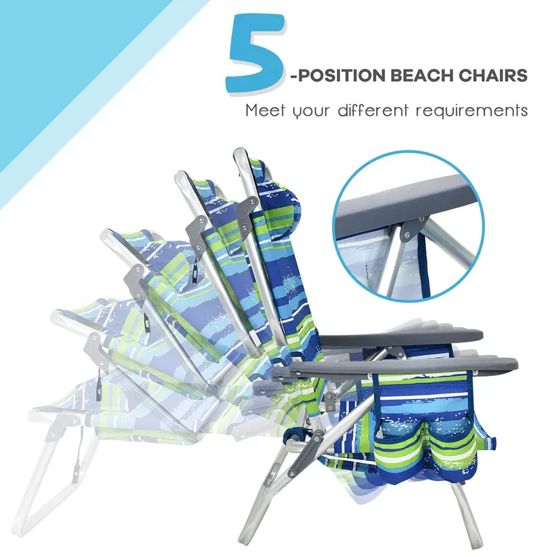 Backpack Beach Chairs (2-Pack) – Portable Camping Chairs with Built-In Cooler Bag & Cup Holders