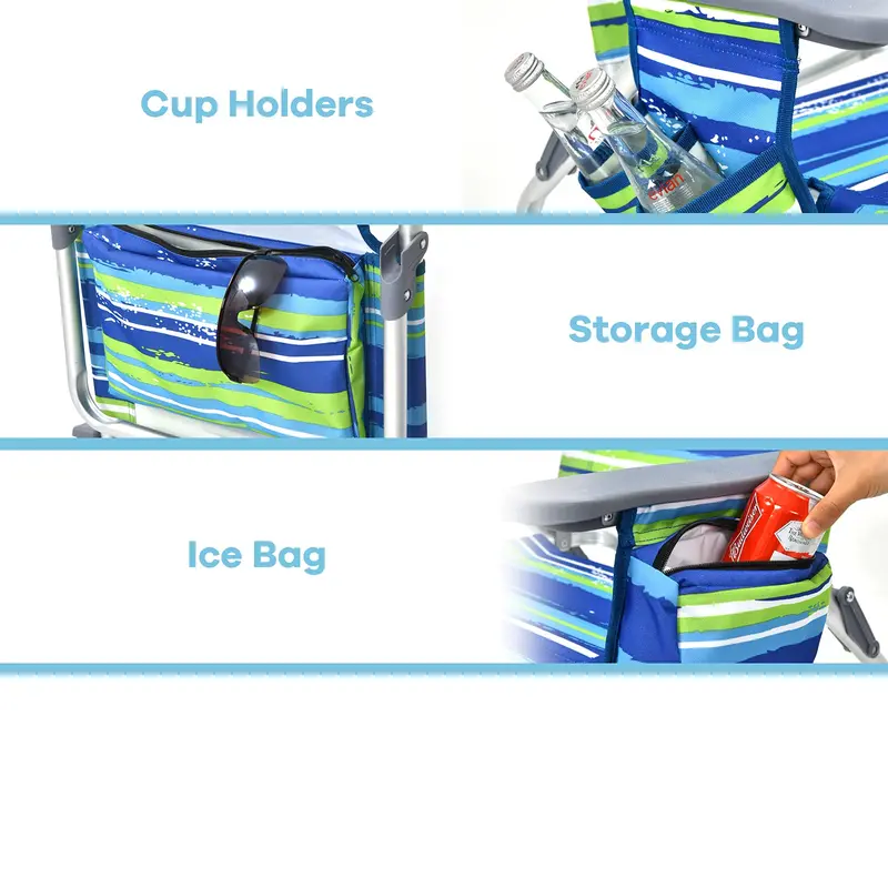 Backpack Beach Chairs (2-Pack) – Portable Camping Chairs with Built-In Cooler Bag & Cup Holders