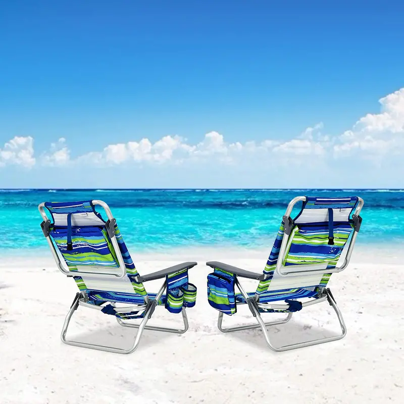 Backpack Beach Chairs (2-Pack) – Portable Camping Chairs with Built-In Cooler Bag & Cup Holders