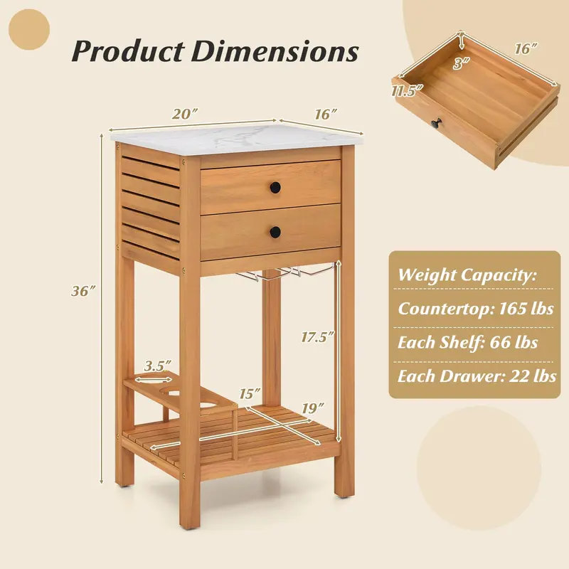 Backyard Bar Buffet Sideboard – Weather-Resistant Outdoor Serving Cabinet for Deck or Garden