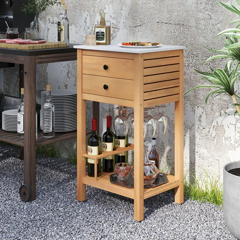 Backyard Bar Buffet Sideboard – Weather-Resistant Outdoor Serving Cabinet for Deck or Garden