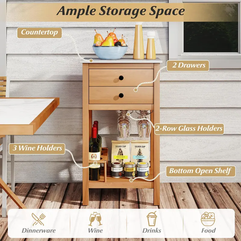 Backyard Bar Buffet Sideboard – Weather-Resistant Outdoor Serving Cabinet for Deck or Garden